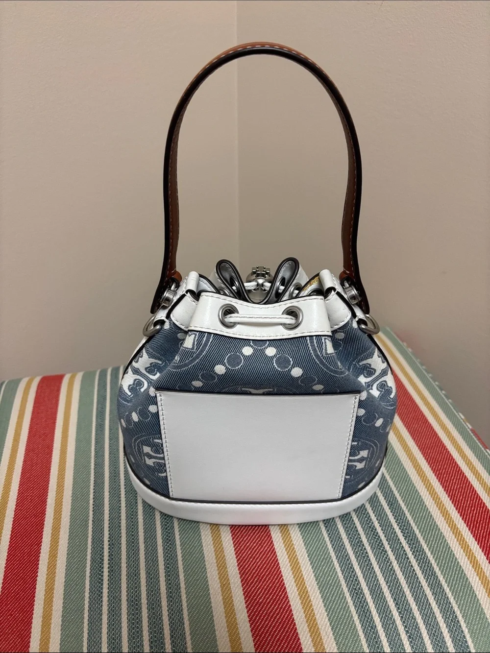 Tory Burch T Monogram Denim Bucket Bag